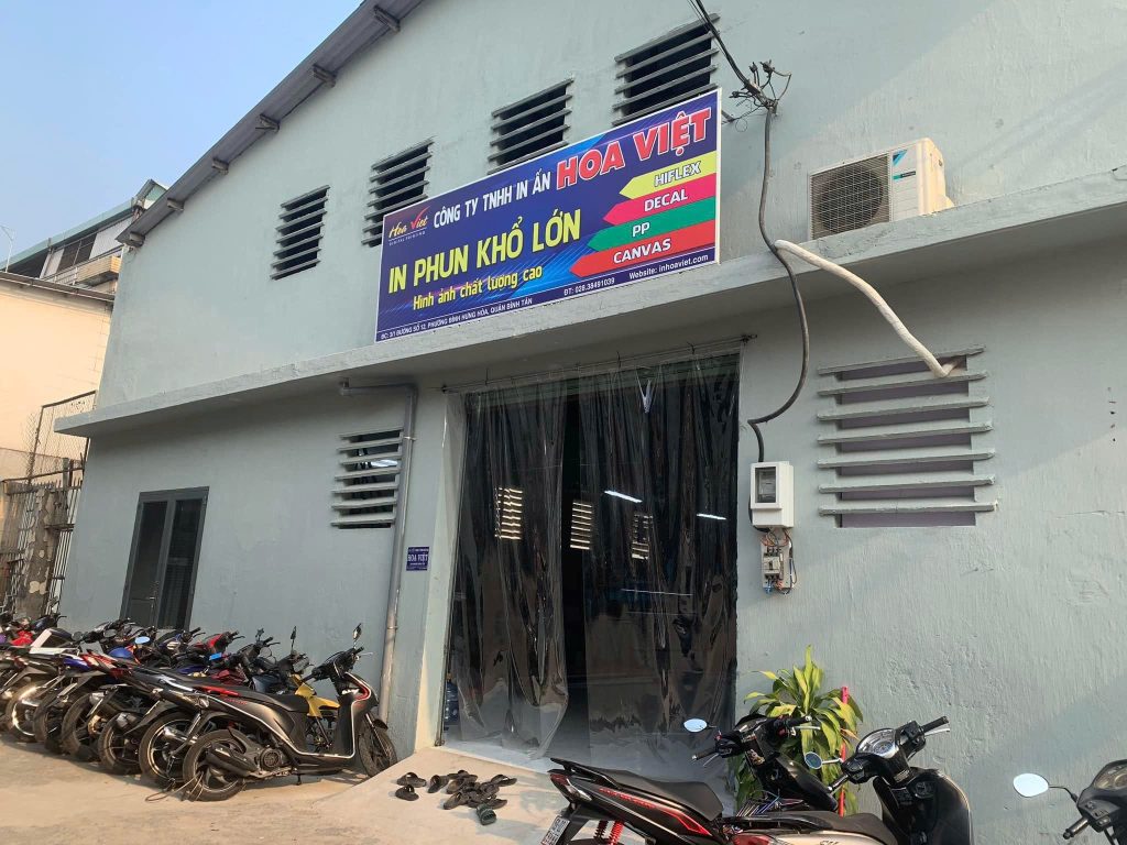hình ảnh mặt tiền xưởng in hoa việt